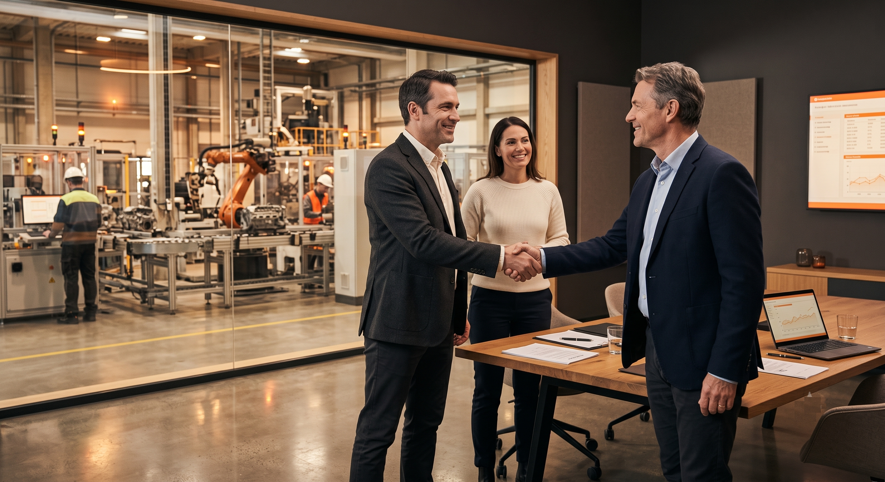 A handshake sealing a deal between a sales manager and an industrial buyer — SynapseAI